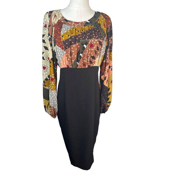 Traffic People Size Medium Multicolor Patchwork Balloon Sleeve Dress NWt - Picture 5 of 16